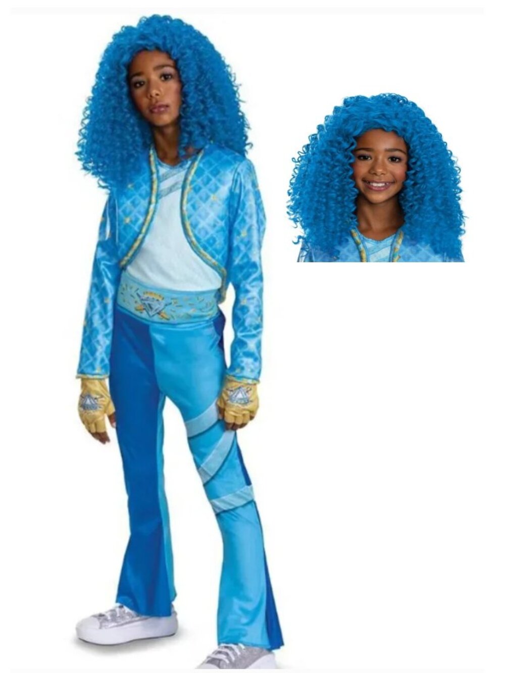 Descendants Chloe & WIG Halloween Costume 10/12 Blue Deluxe Disney Kids Girls